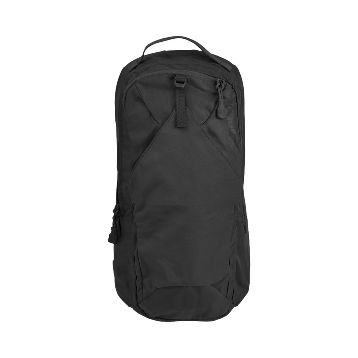 The Vertx Long Walks Pack 15L, presented against a white background, boasts a zippered main compartment, front zippered pocket, side pockets, and a top handle. Its sleek design includes Tactigami compatibility for enhanced versatility. Perfect for everyday use with minimal detailing.