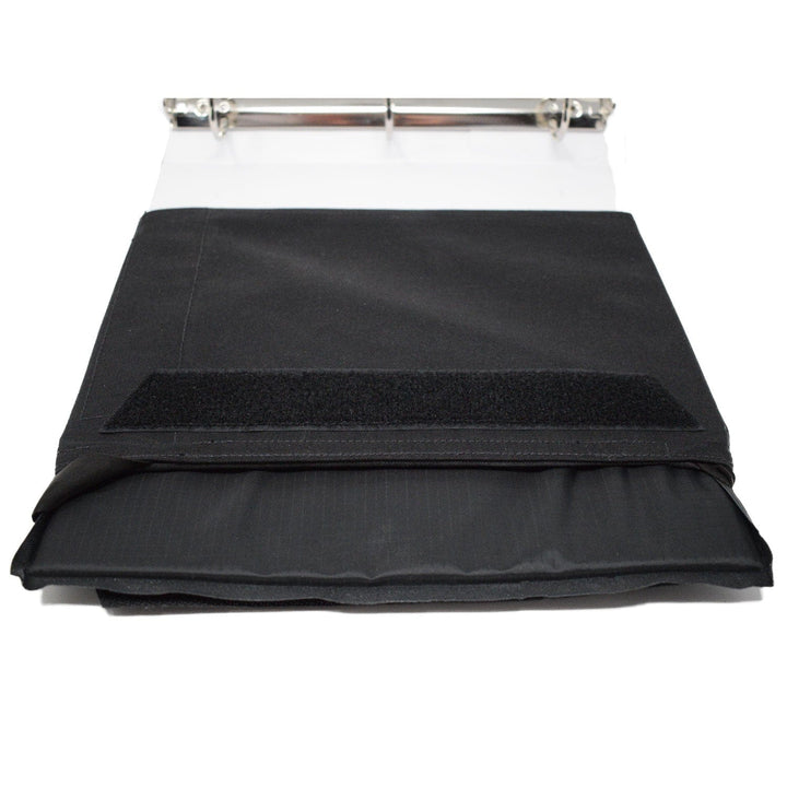 Side image of bulletproof binder cover. A perfect addition if you're searching armor for children in the midst of school shootings.