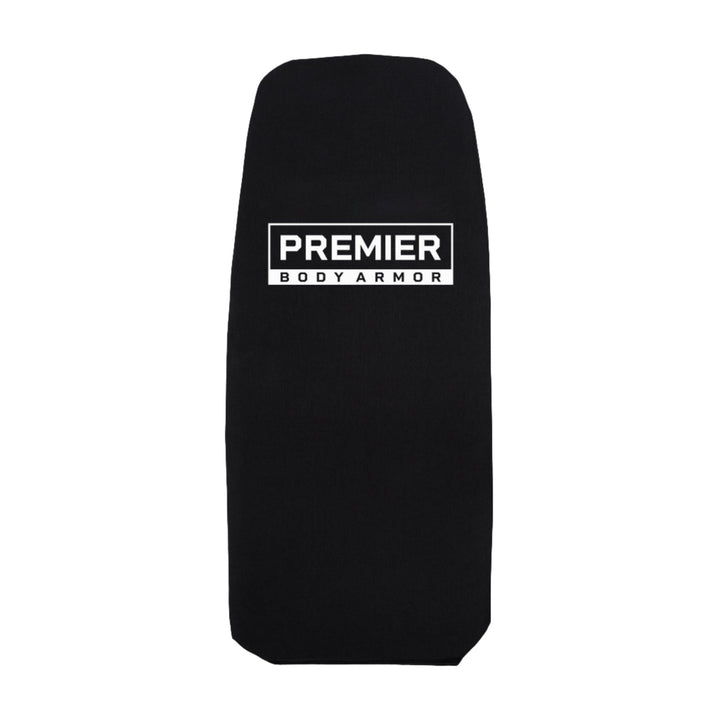 The Premier Body Armor Level IIIA Insert for 5.11 LV M4 20L Pack is a black, lightweight ballistic plate with the brand logo in white at the top center. It features a rectangular shape with slightly curved edges and meets Level IIIA standards, providing excellent protection on the go.