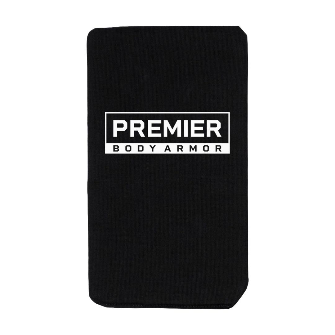 The black Level IIIA Insert for the 5.11 Rapid Sling Pack 10L by Premier Body Armor features crisp white text, meets NIJ ballistic standards, and ensures protection while being TSA-approved for seamless travel.