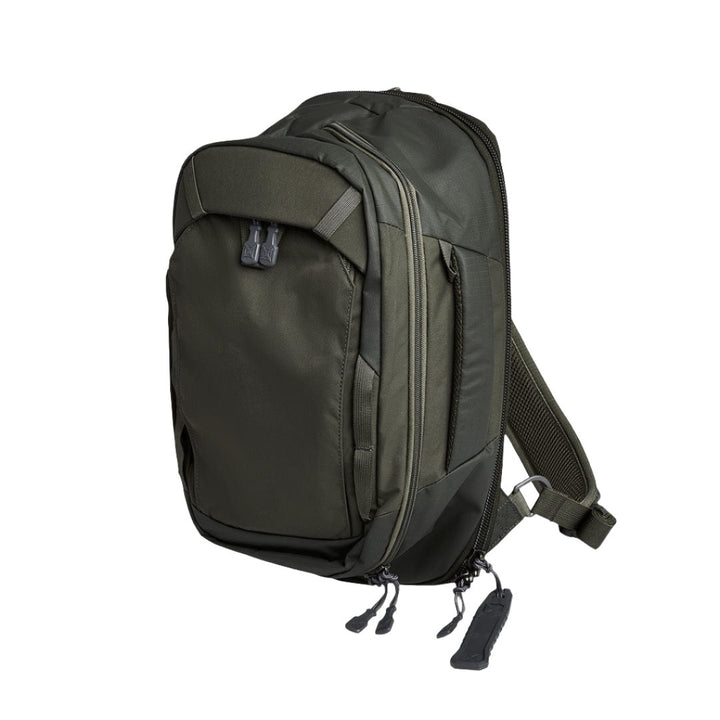 Image of the Vertx EDC transit sling in OD Green. Combine with level 3a body armor inserts for an edc sling bag.