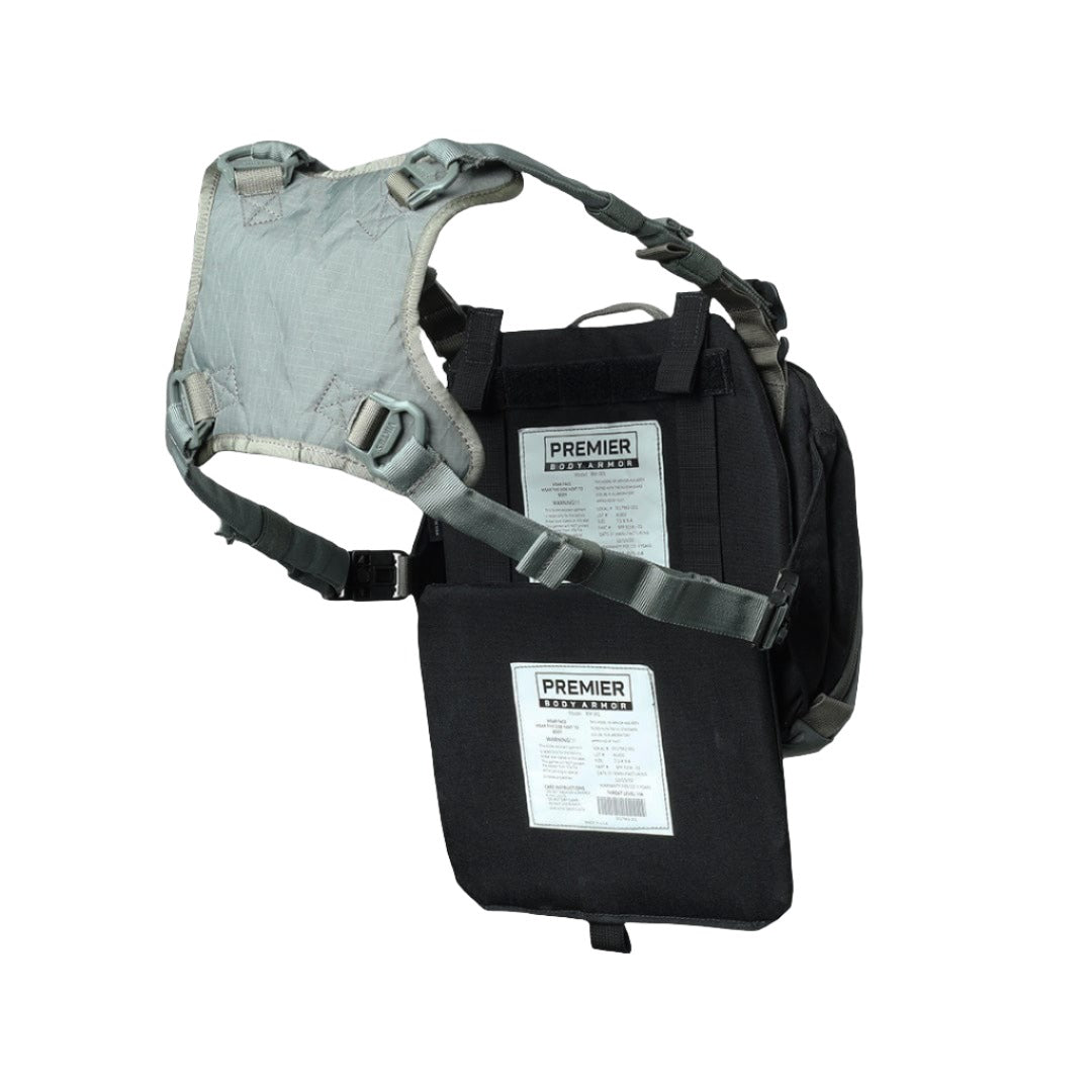 Image of the ArmorSHIFT technology added to the Viktos Low Key Chest Rig. Level 3a ballistic armor inserts for an everyday carry system.
