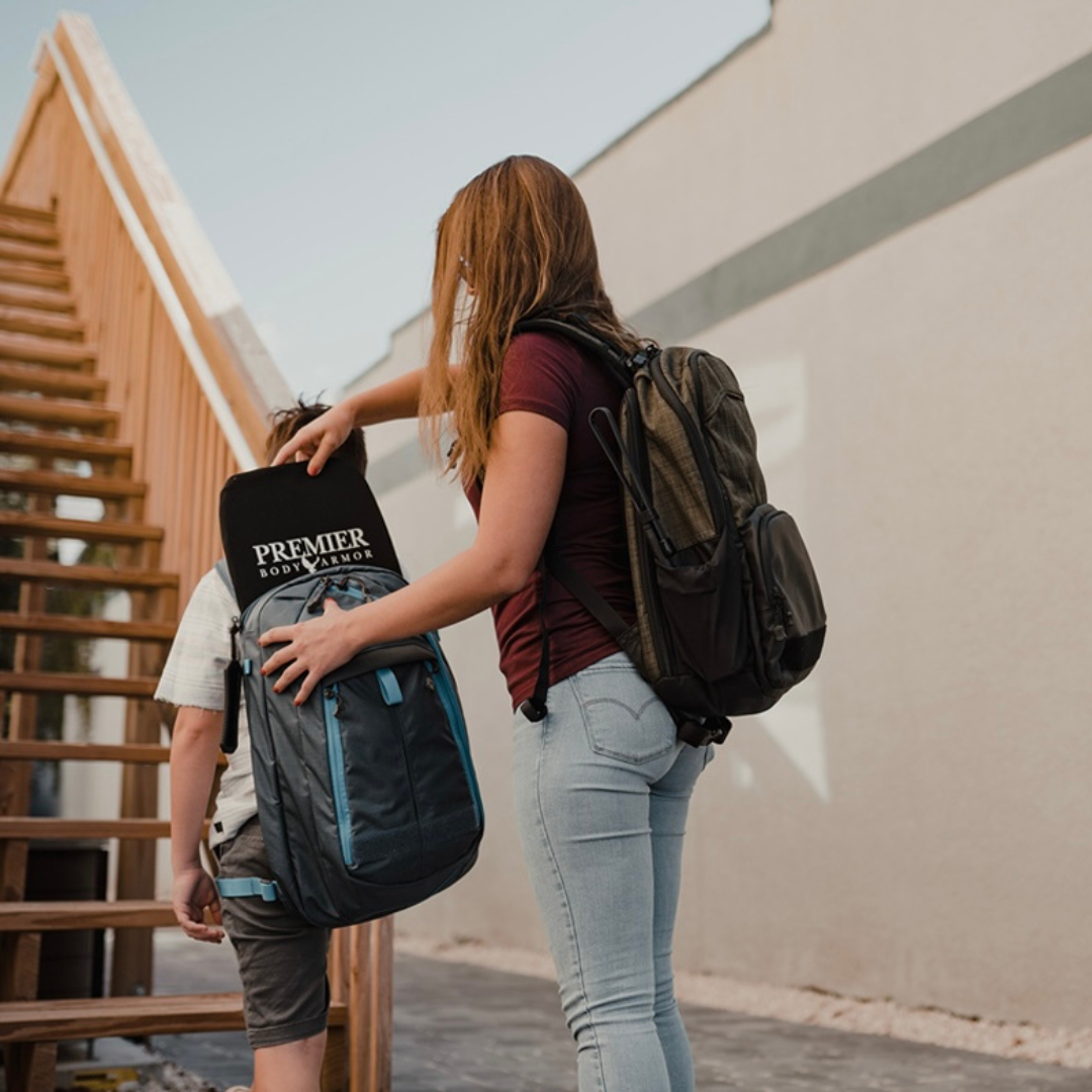 Premier Body Armor Company offers armor plates that can be added to any child's backpack to make it bulletproof. 