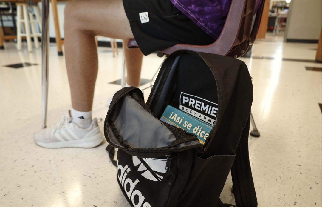 bulletproof backpack in school classroom