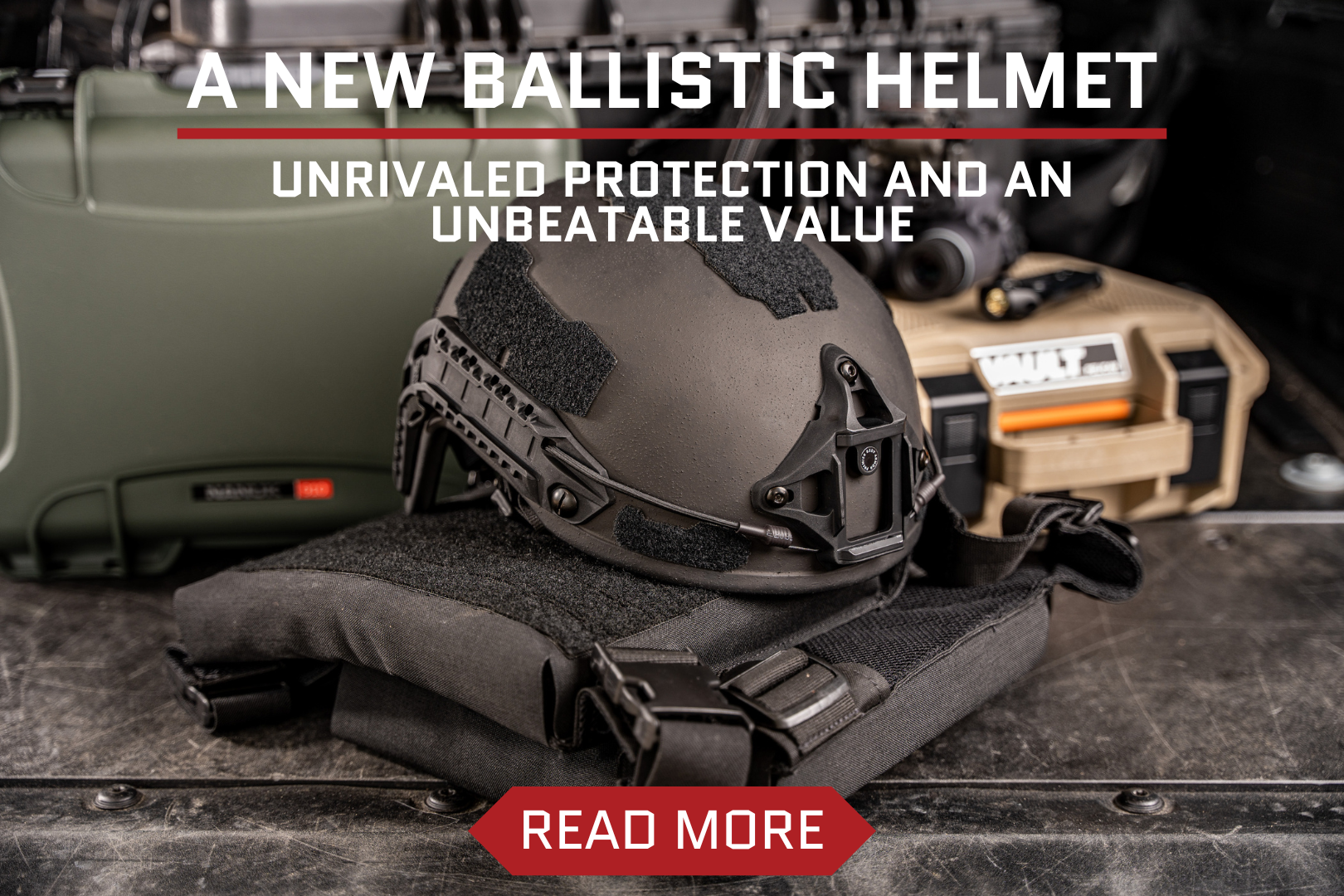 a new ballistic helmet. tactical helmet on plate carrier with body armor plates