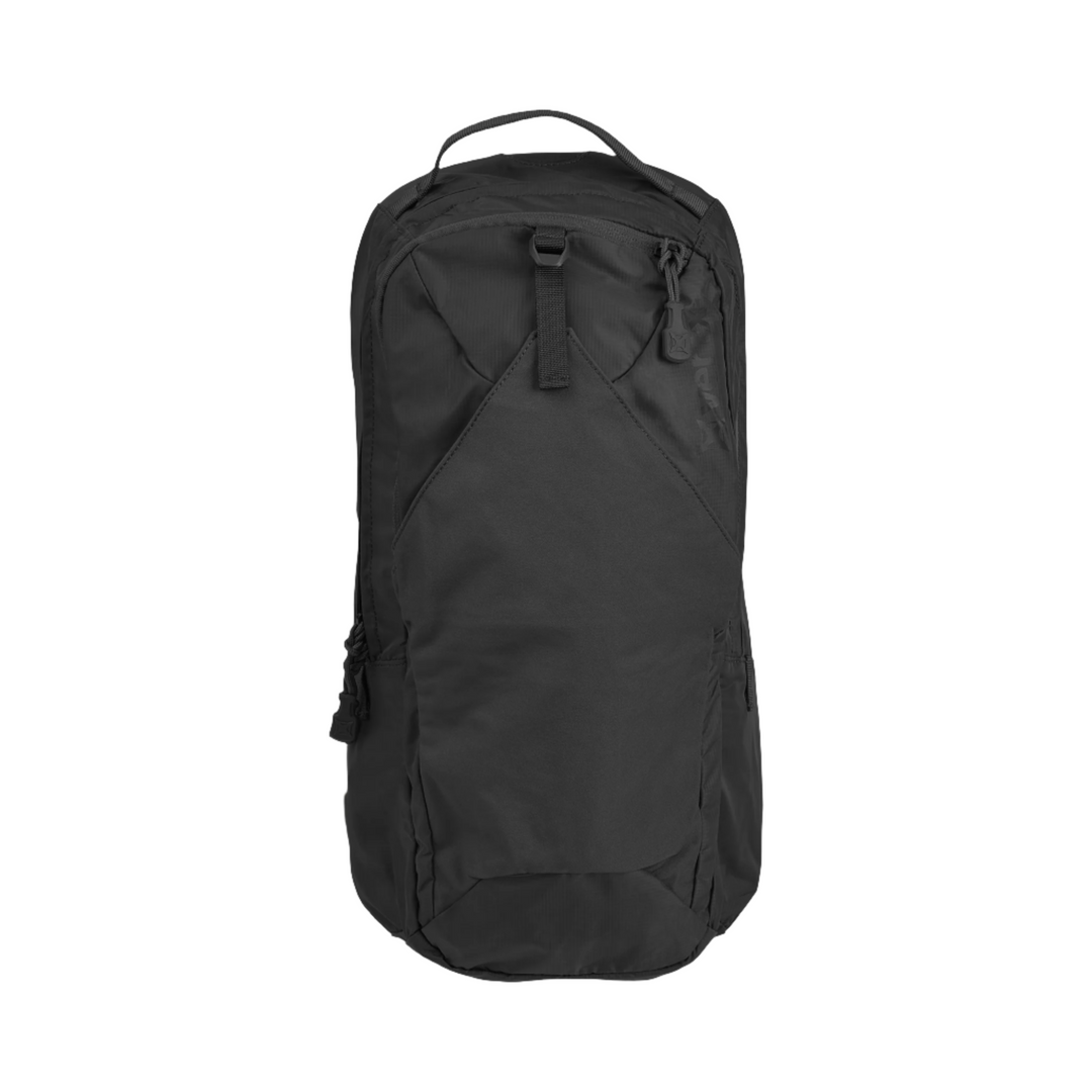 The Vertx Long Walks Pack 15L, presented against a white background, boasts a zippered main compartment, front zippered pocket, side pockets, and a top handle. Its sleek design includes Tactigami compatibility for enhanced versatility. Perfect for everyday use with minimal detailing.