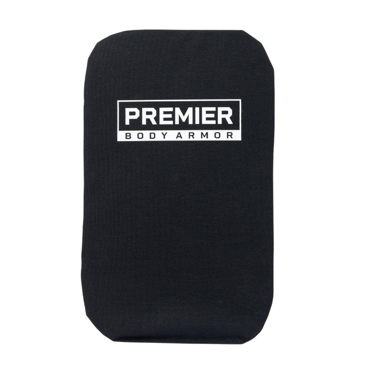 The Premier Body Armor Vertx Gamut 26L Pack Level IIIA Insert is a rectangular black armor panel with "PREMIER BODY ARMOR" in white on the front, designed to fit discreetly as backpack armor in the Vertx Gamut 26L Pack.
