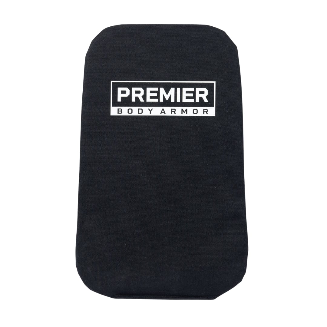 A rectangular black Vertx Gamut 32L Pack Level IIIA insert by Premier Body Armor, with white branding at the top center. This ballistic backpack panel is plain, slightly rounded at the corners, and designed as a discreet protective insert.