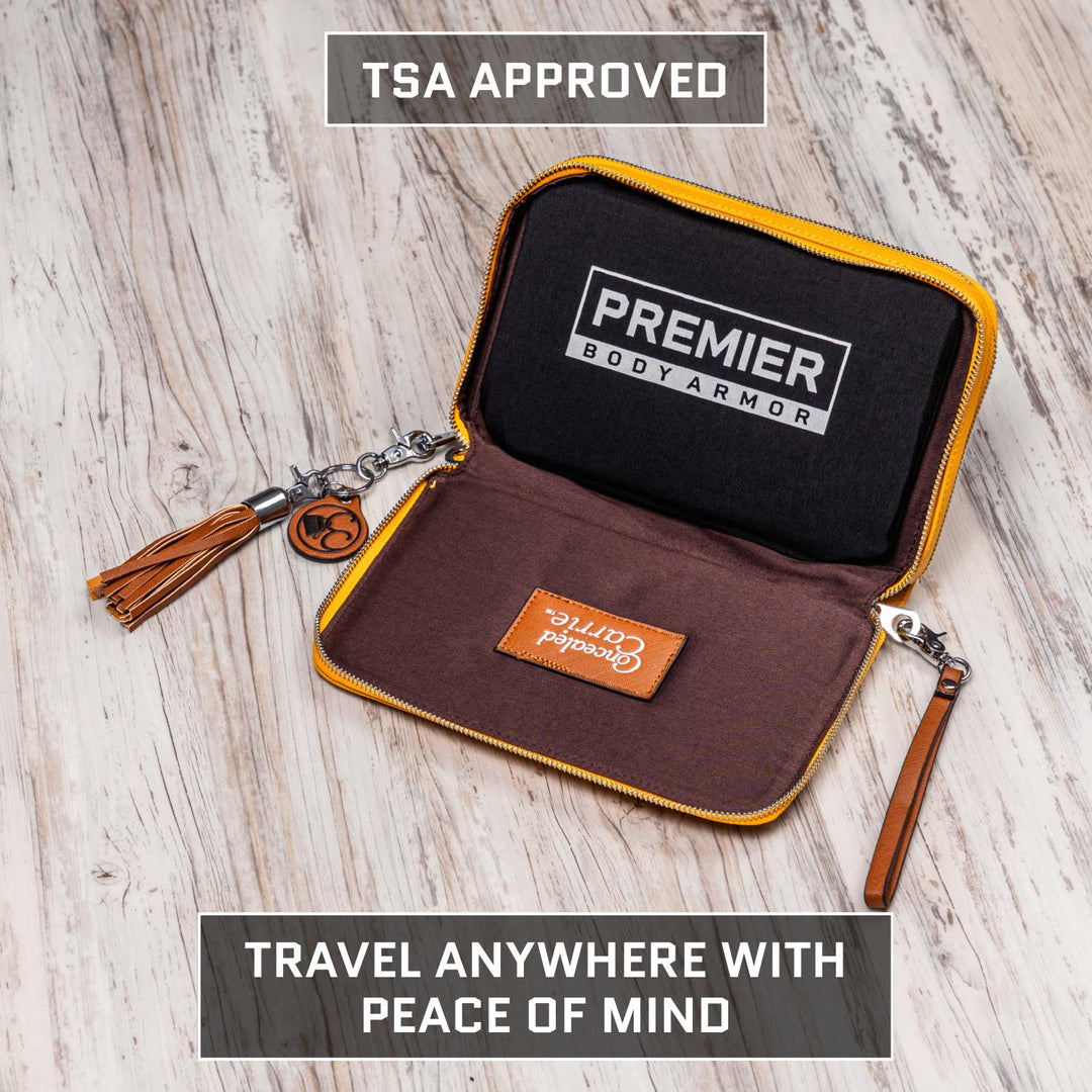 tsa approved bulletproof purse insert inside small purse wristlet