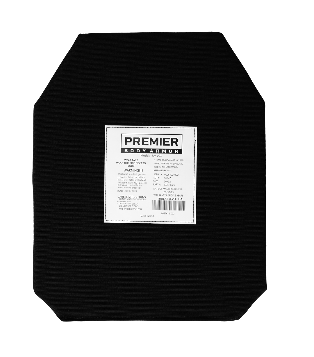 AGILE 10x12 Level IIIA Soft Armor Insert – Premier Body Armor AGILE 10x12 Level IIIA Soft Armor Insert – Premier Body Armor