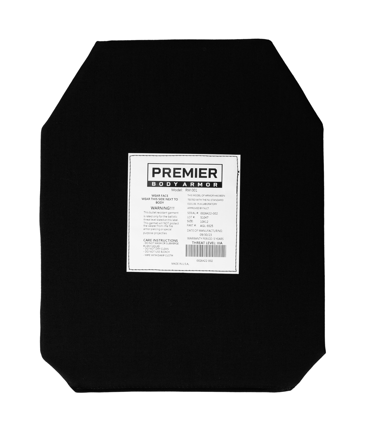 AGILE 10x12 Level IIIA Soft Armor Insert – Premier Body Armor AGILE 10x12 Level IIIA Soft Armor Insert – Premier Body Armor