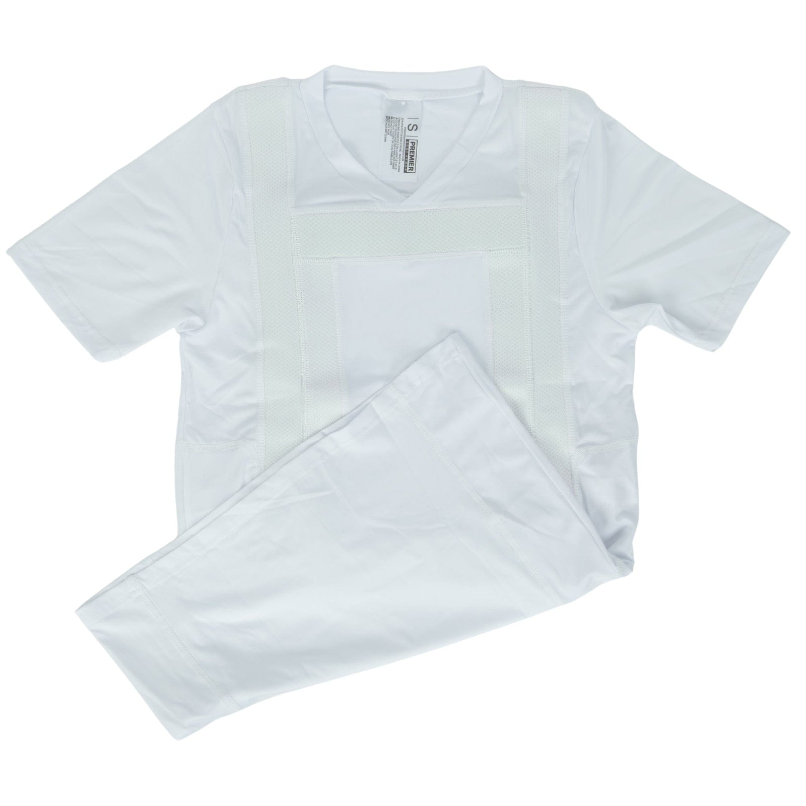 The Premier Body Armor Extra Carrier - Everyday Armor T-Shirt 360 is a comfortable white shirt and pants set featuring a concealed body armor carrier for enhanced protection.