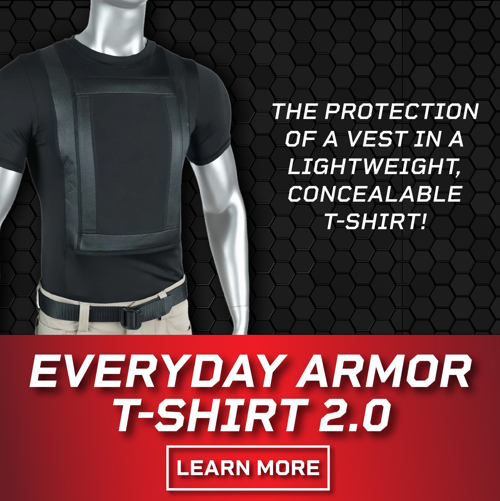 Compass Armor Ultra Thin Concealable T-Shirt Bulletproof Vest, S / Black