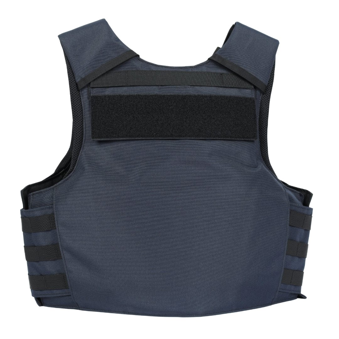 The Premier Body Armor Patrol Hotel is a black tactical patrol vest with adjustable straps, a large upper chest velcro patch, and MOLLE accessory compatibility, shown laid flat on a white background.