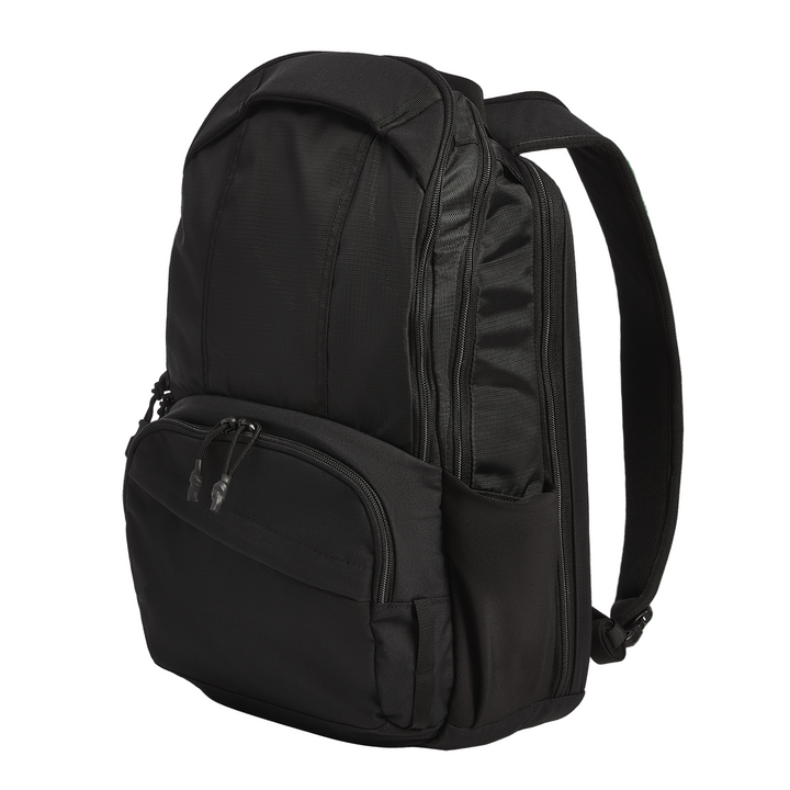 A black Vertx Ready Pack X backpack by Vertx with multiple zippered compartments, a CCW compartment, and padded shoulder straps, shown against a white background—ideal for everyday carry.