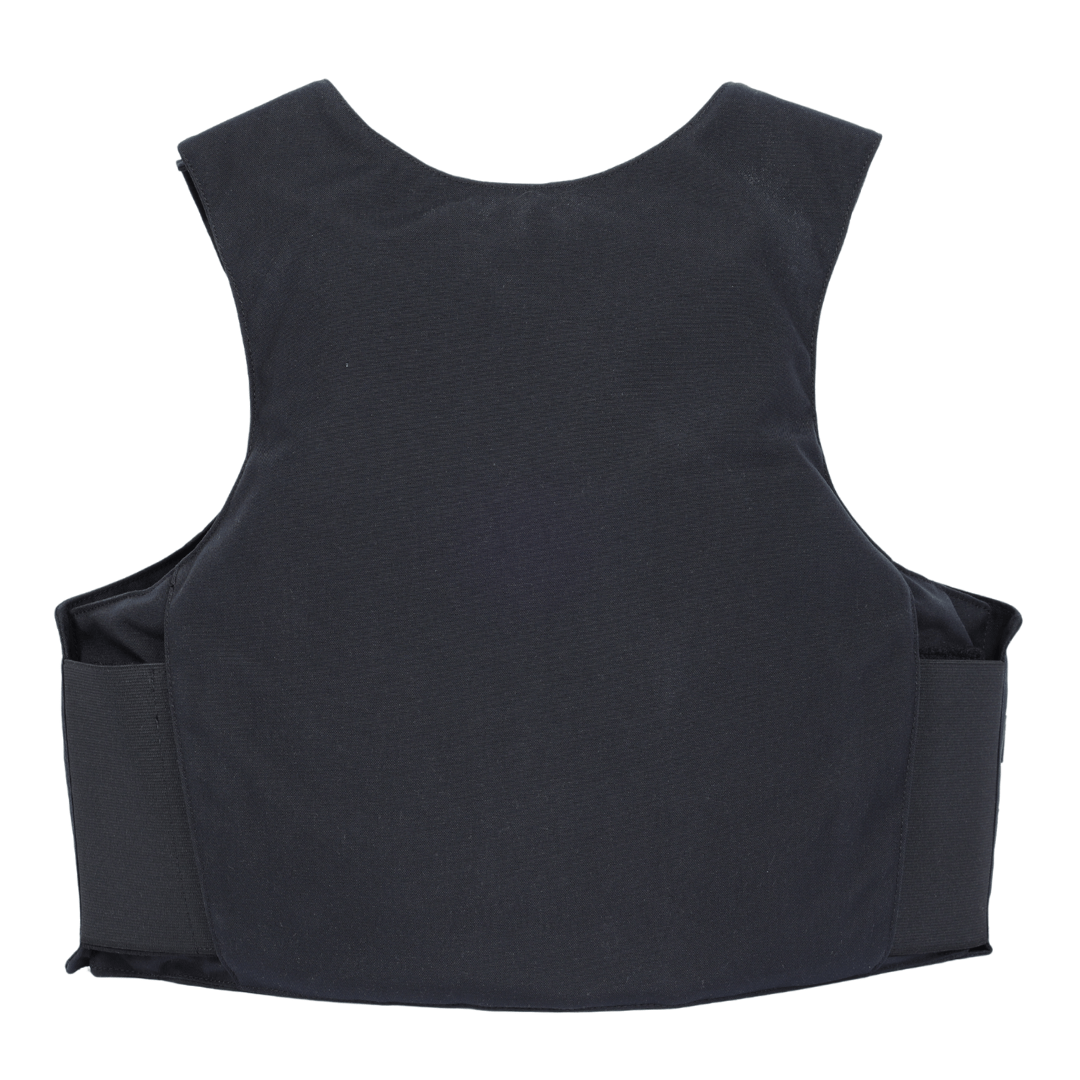 The Premier Body Armor Patrol Bravo is a black, sleeveless Level IIIA soft armor patrol vest with a smooth front and wide shoulder straps, shown against a white background.