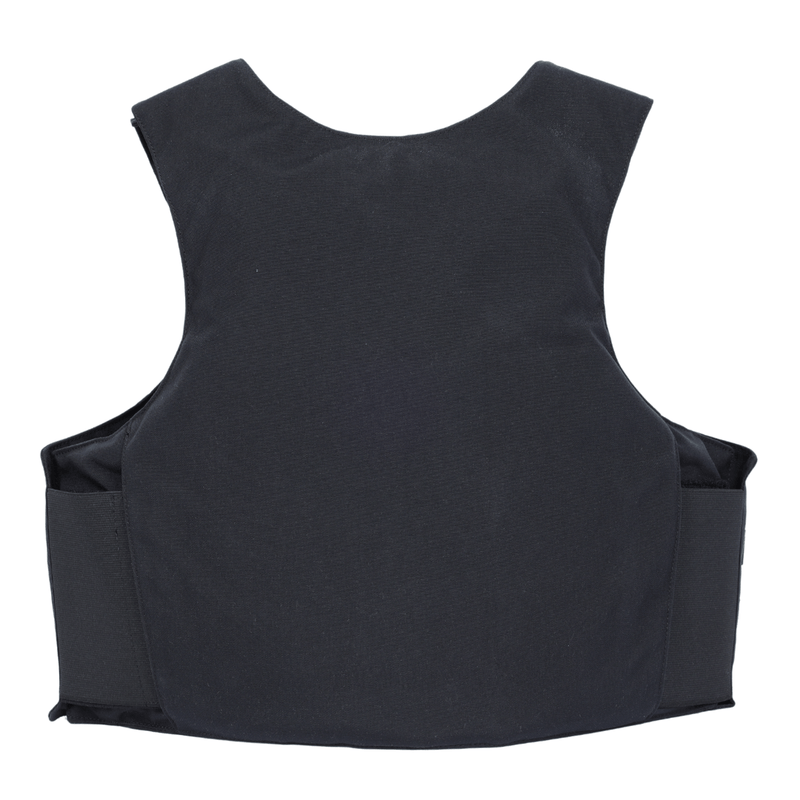 The Premier Body Armor Patrol Bravo is a black, sleeveless Level IIIA soft armor patrol vest with a smooth front and wide shoulder straps, shown against a white background.