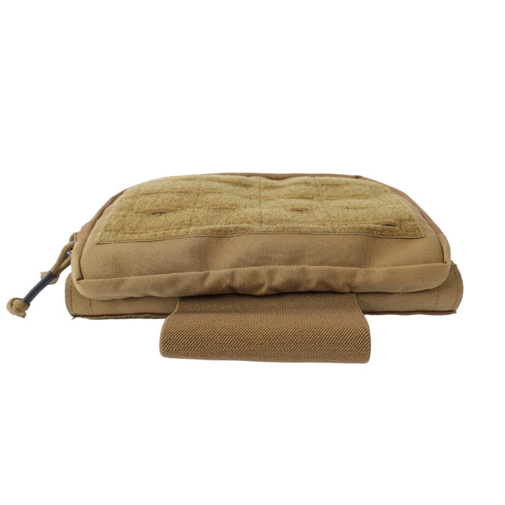 The Premier Body Armor Fortis Pro Placard (556/39) in tan, shown on a white background, is compatible with AR-15 mag setups and features a left-side zipper, top velcro panel, and front pull tab.
