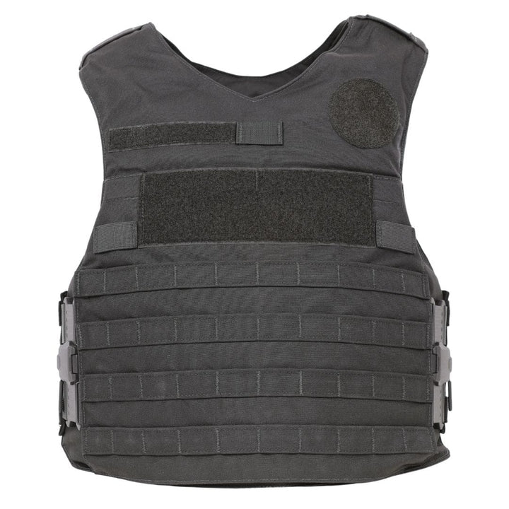 The Premier Body Armor Rapid Duty Vest is displayed against a white background, featuring multiple horizontal straps, Velcro patches, and adjustable side buckle closures.