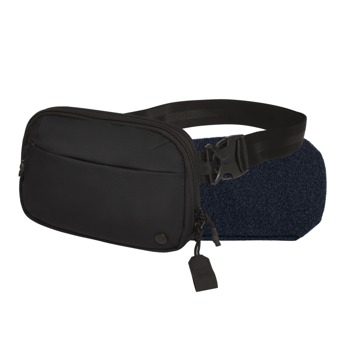 The Armored Vertx Everyday Fanny Pack 2.1 Bundle by Vertx/Premier is a black waist bag with zippered compartments, an adjustable strap with plastic buckle—perfect for everyday carry or CCW—shown against a plain white background.
