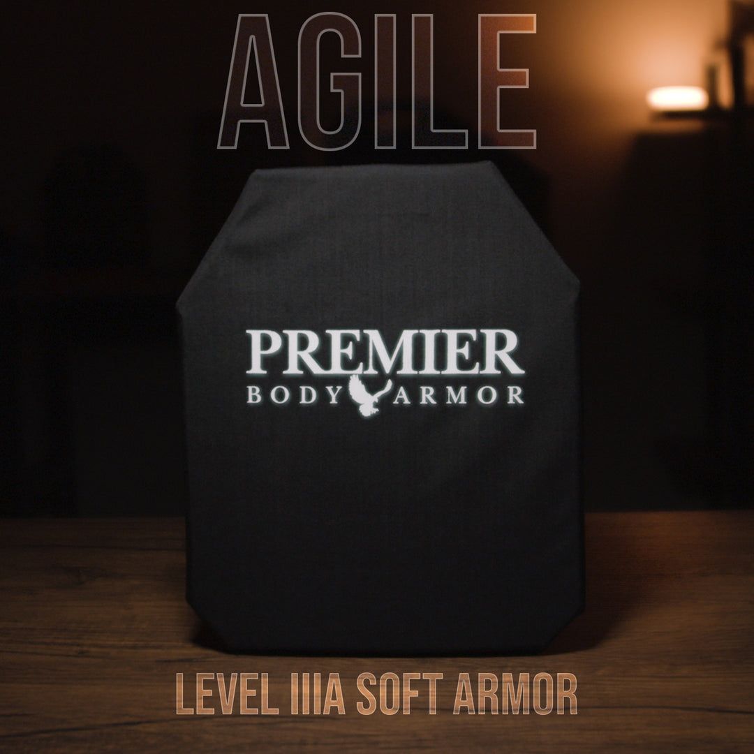 Video of our Agile 10x12 level 3a soft armor insert. Made for the tactical bulletproof vest. 