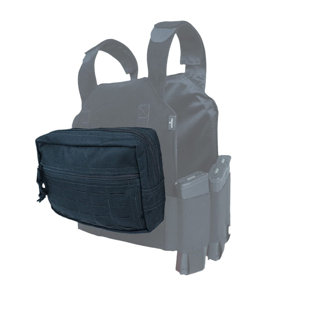 Image of the Admin Pouch attached to our Discreet Plate Carrier. A perfect level 3 or level 4 bulletproof vest. 