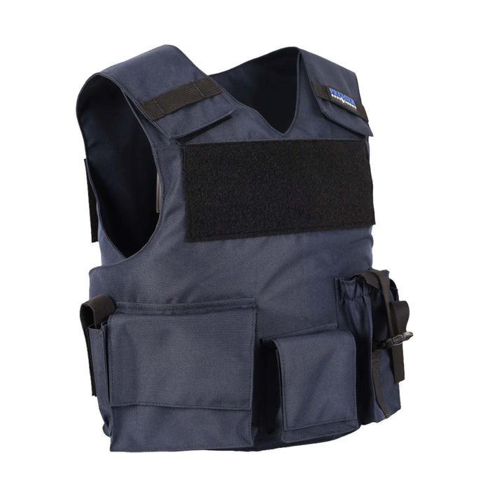 A side angle of our bulletproof first responder vest. Many compartments for premium armor to help you complete your mission.