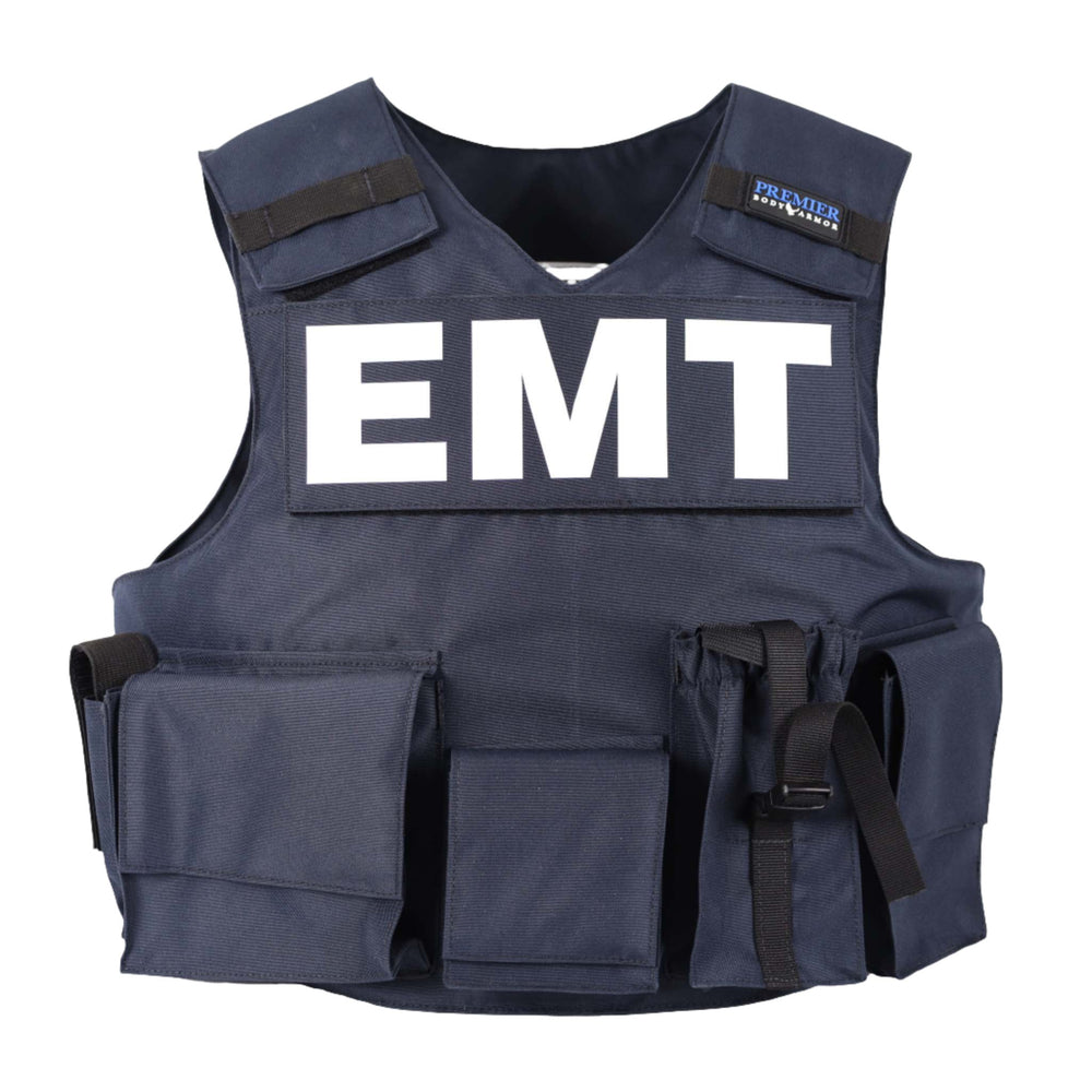 Our First responder vest in blue with EMT patch. The best body armor for protection and super adaptable for rapid response. 