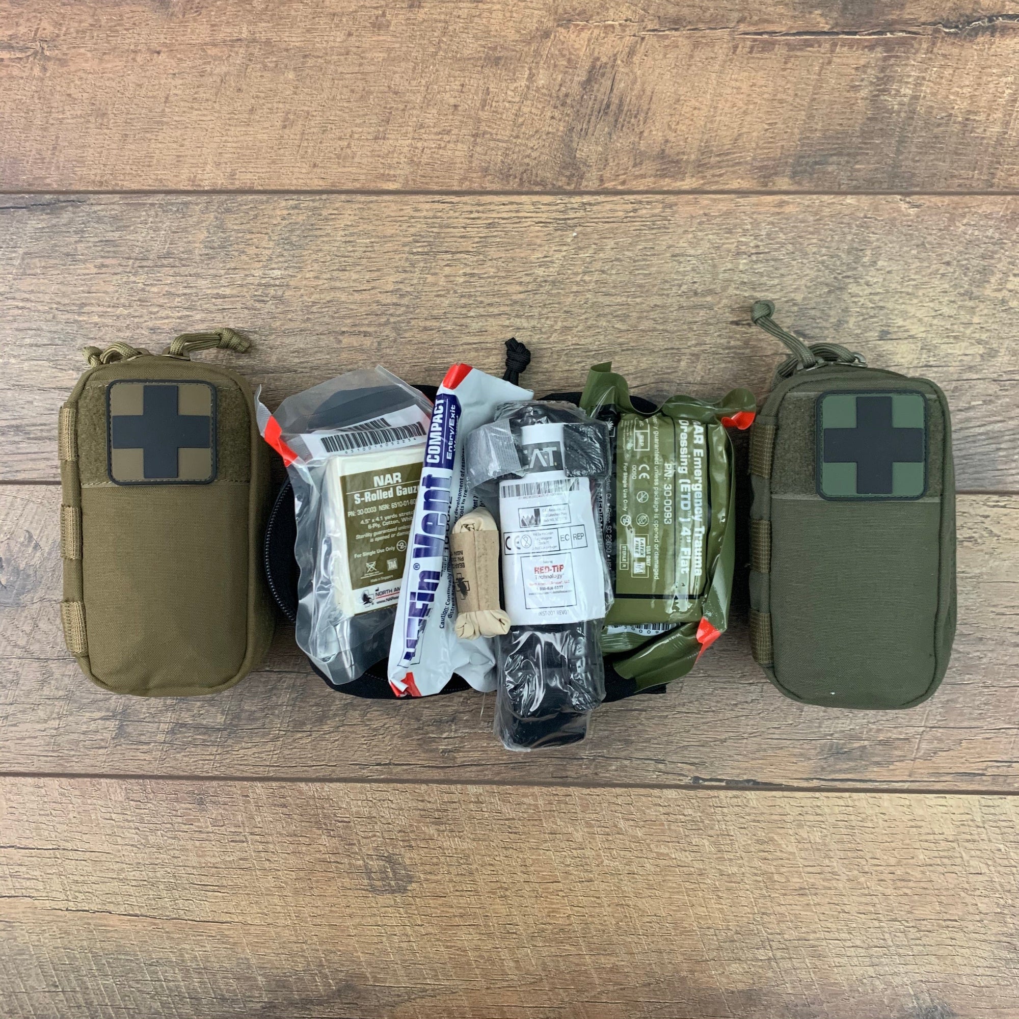 Perfect tactical medical gear for your EDC system or to use for plate carrier accessories. This MFAK mini first aid kit is available in ranger green. 