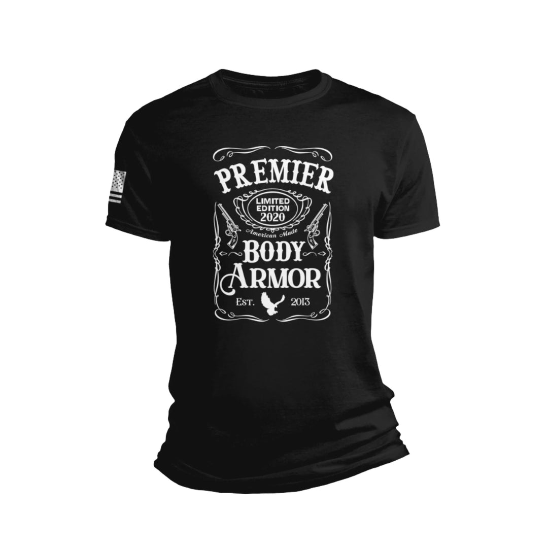 Image of Premier Body Armor Jack Daniel's limited edition t-shirt. This is not a bulletproof shirt. 