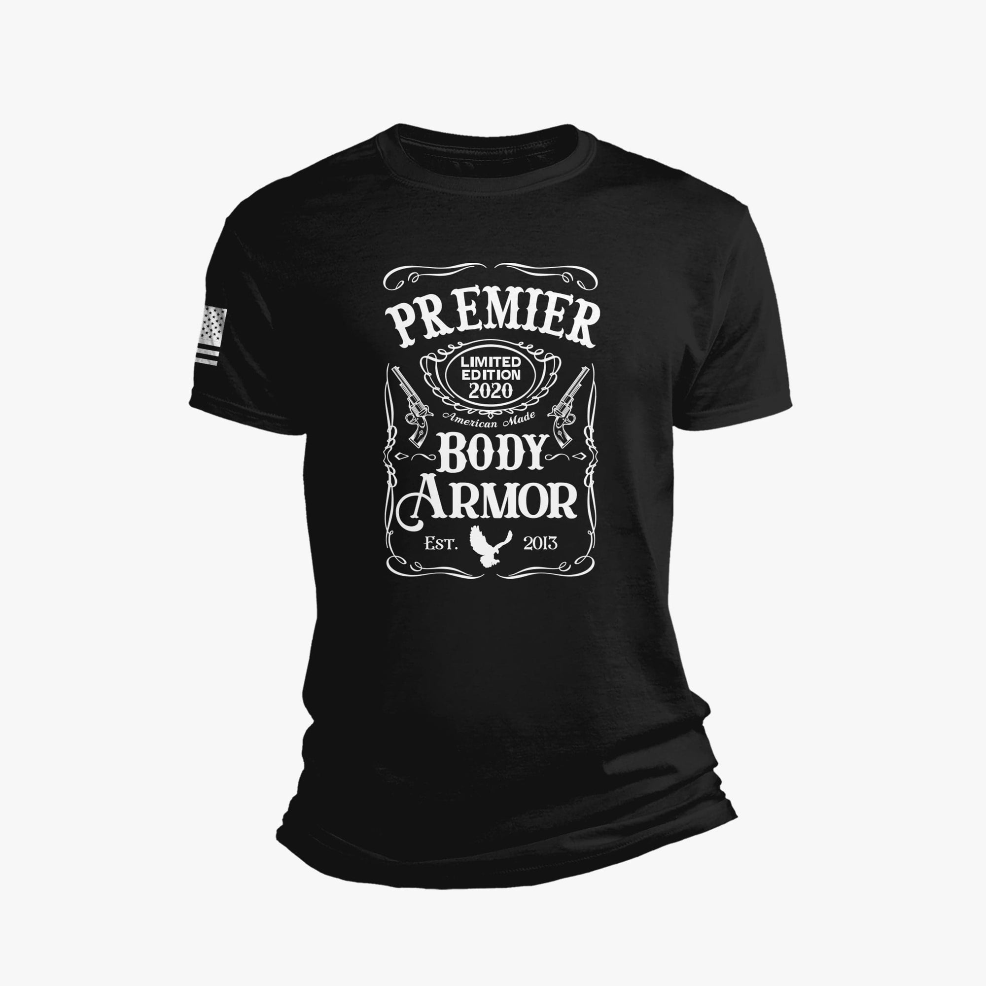 Image of Premier Body Armor Jack Daniel's limited edition t-shirt. This is not a bulletproof shirt. 