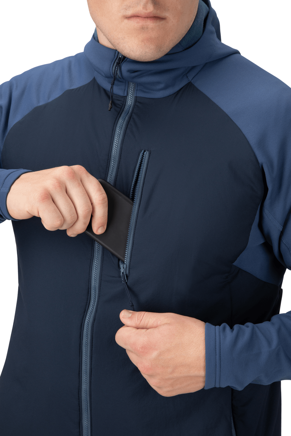 Image of front zipper in the Vertx Manitou Jacket. 