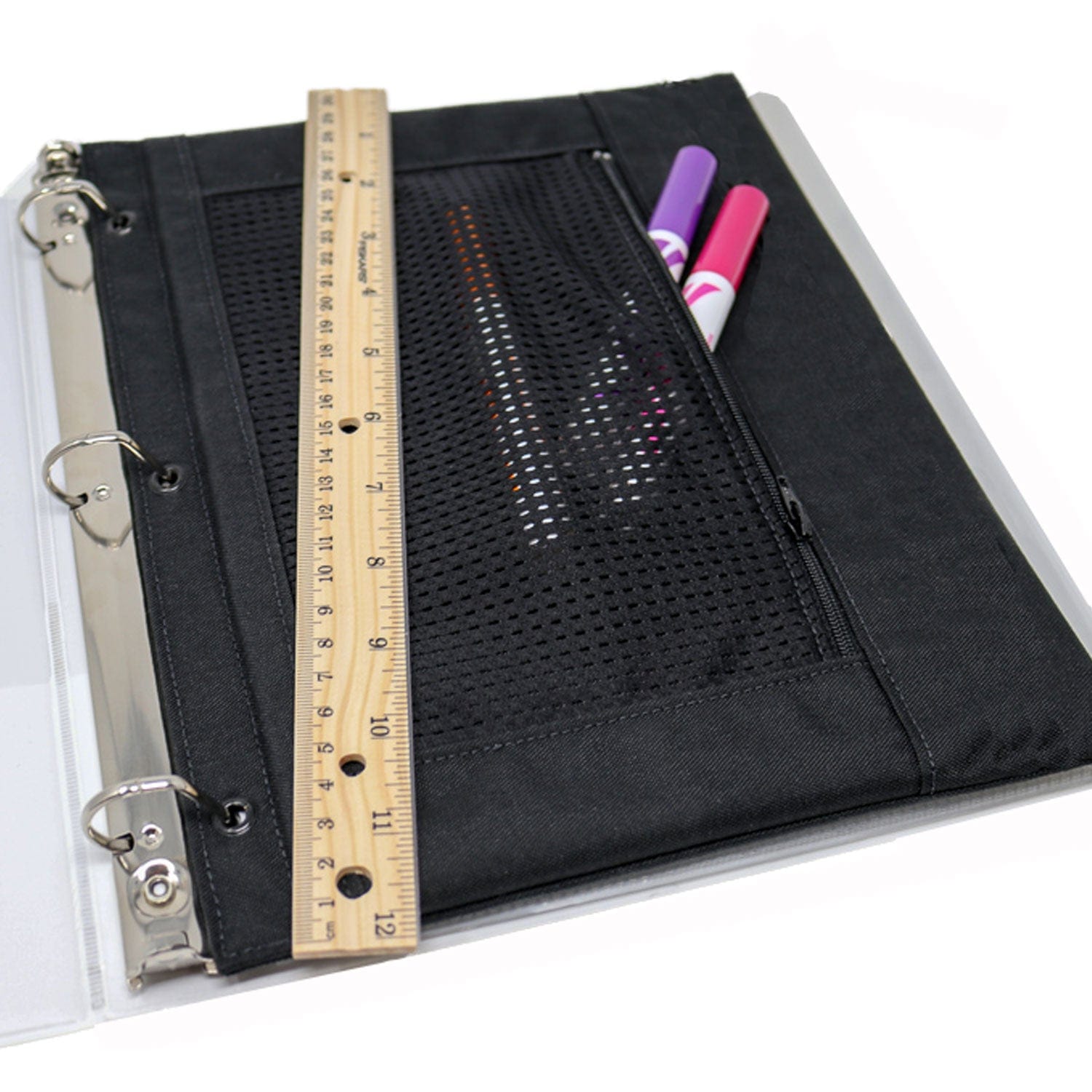 Image of the Bulletproof 3-Ring Pencil pouch. Shop armor for children and school safety.
